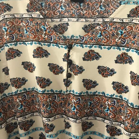 Timing Paisley Floral Print Earth Tone Colors Boho Style Dress Y2K Retro - Large - Picture 2 of 7